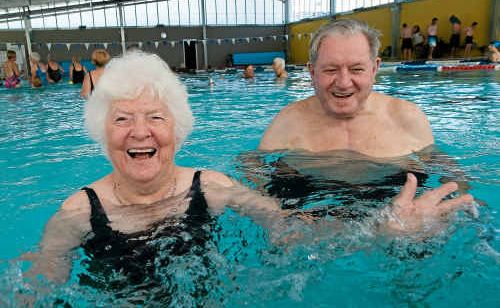 Maureen and Dennis Silver of Coffs Harbour took to the seniors aqua-aerobics class like happy ducks to water. Maureen and Dennis Silver of Coffs Harbour took to the seniors aqua-aerobics class like happy ducks to water.